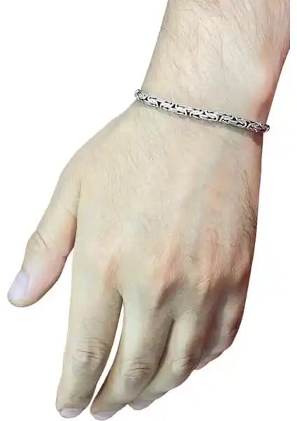 Encili Silver 925 Ayar Gümüş Kral Zinciri Oval Bileklik Unisex Şık ve Dayanıklı Tasarım