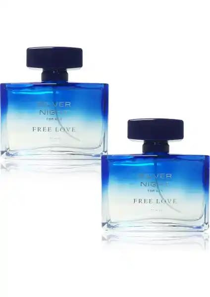 Free Love Silver Night ve Silver Night Edp Erkek Parfüm Seti: Şıklık ve Ferahlık Sunan Modern Koleksiyon