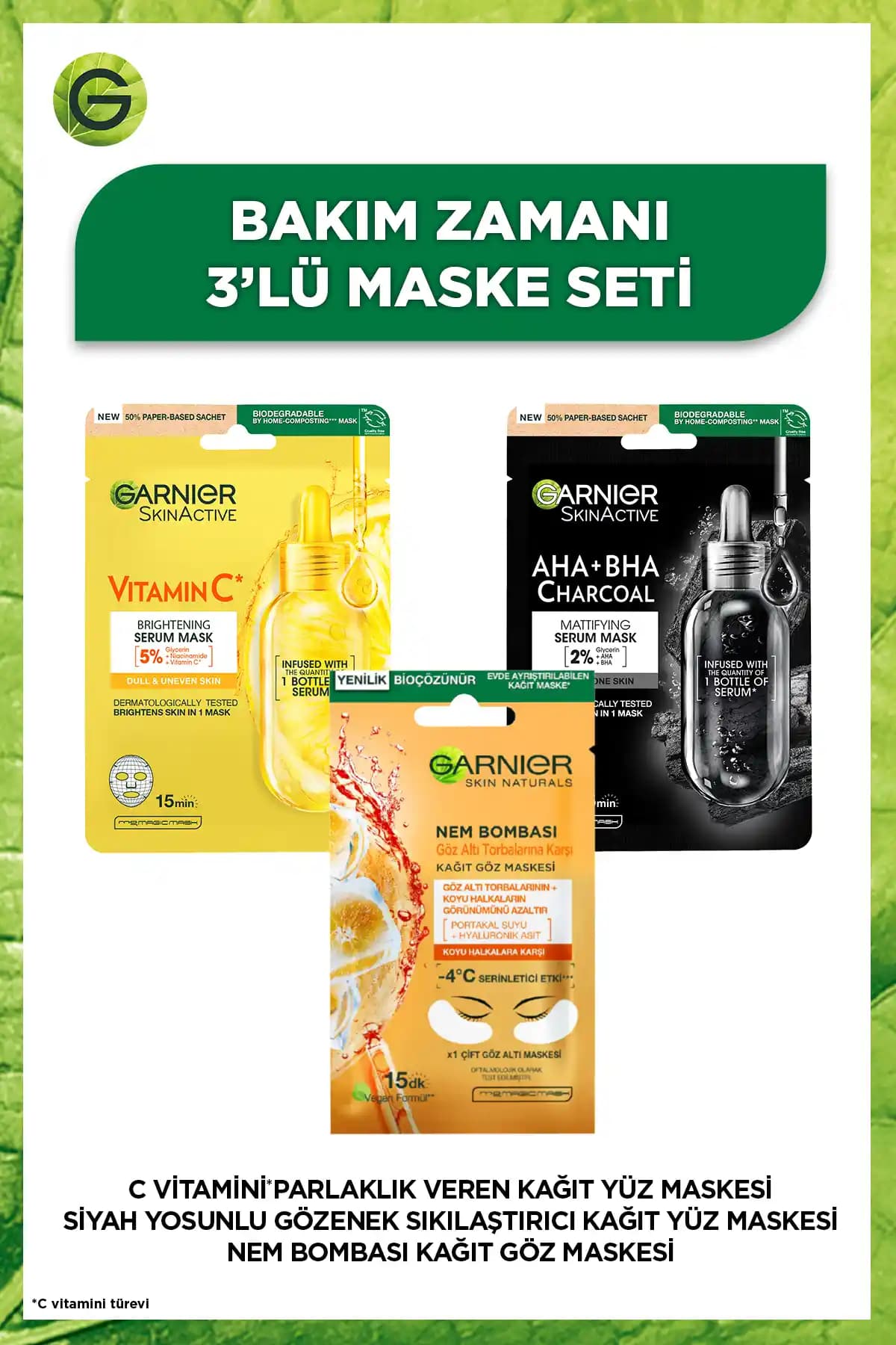 Garnier Siyah Yosun Kömürlü ve C Vitamini Parlaklık Verici Yüz ve Göz Altı Maskeleri İncelemesi