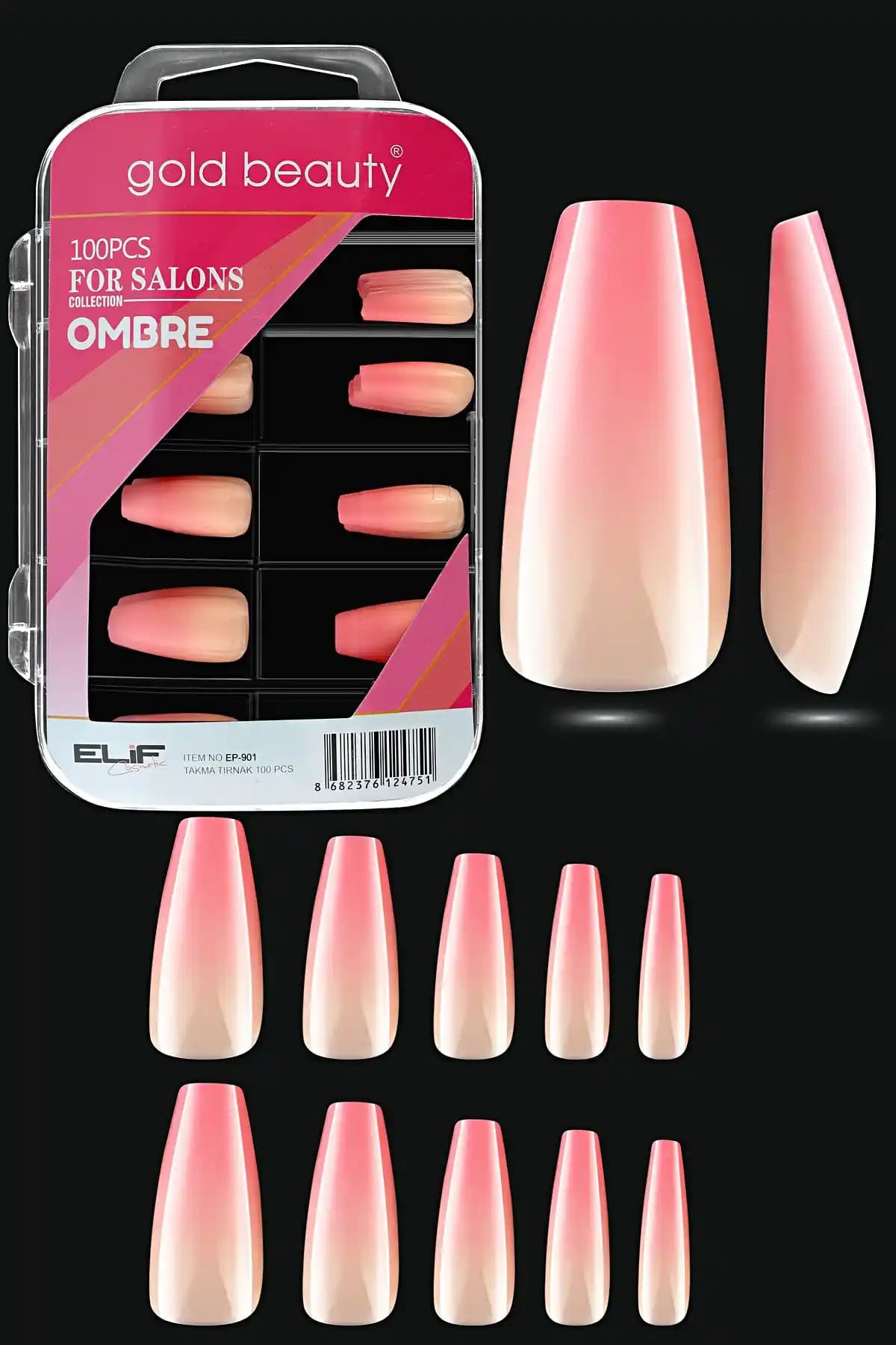 Gold Beauty Ombre 100'lü Takma Tırnak Seti Estetik ve Kullanışlı Tasarımıyla Öne Çıkıyor