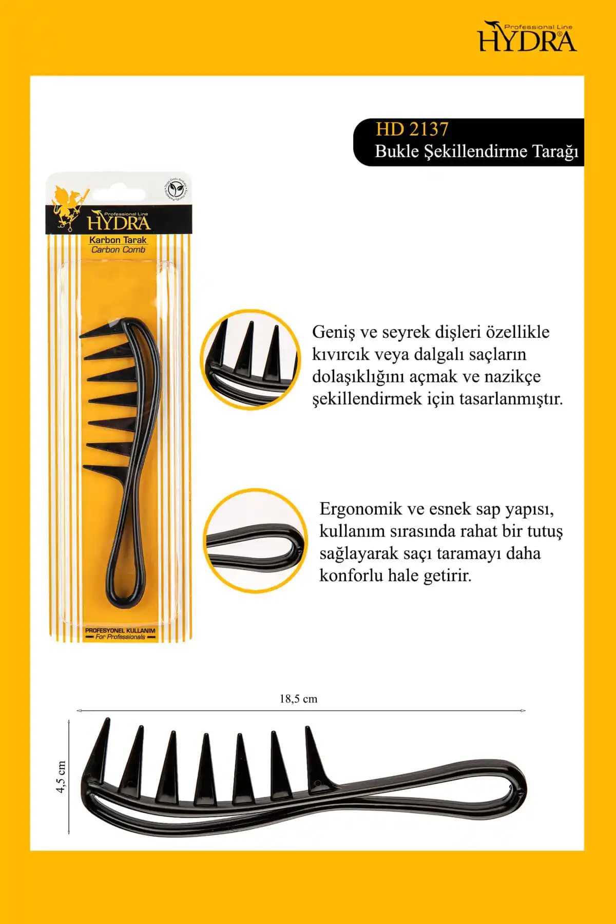 Hydra Bukle Tarağı HD-2137 ile Dalgalı ve Kıvırcık Saçlar İçin Profesyonel Şekillendirme Çözümü