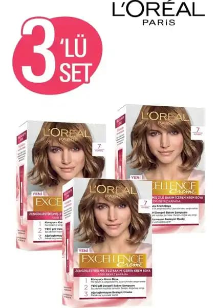 L'Oréal Paris Excellence Creme Saç Boyası 7 Kumral ile Kalıcı ve Doğal Saç Rengi Elde Edin