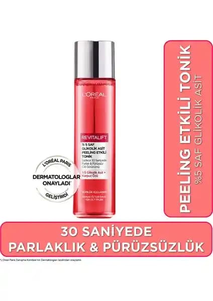 L'Oréal Paris Revitalift %5 Saf Glikolik Asit Peeling Etkili Tonik Cilt Yenileme ve Parlaklık Artırıcı