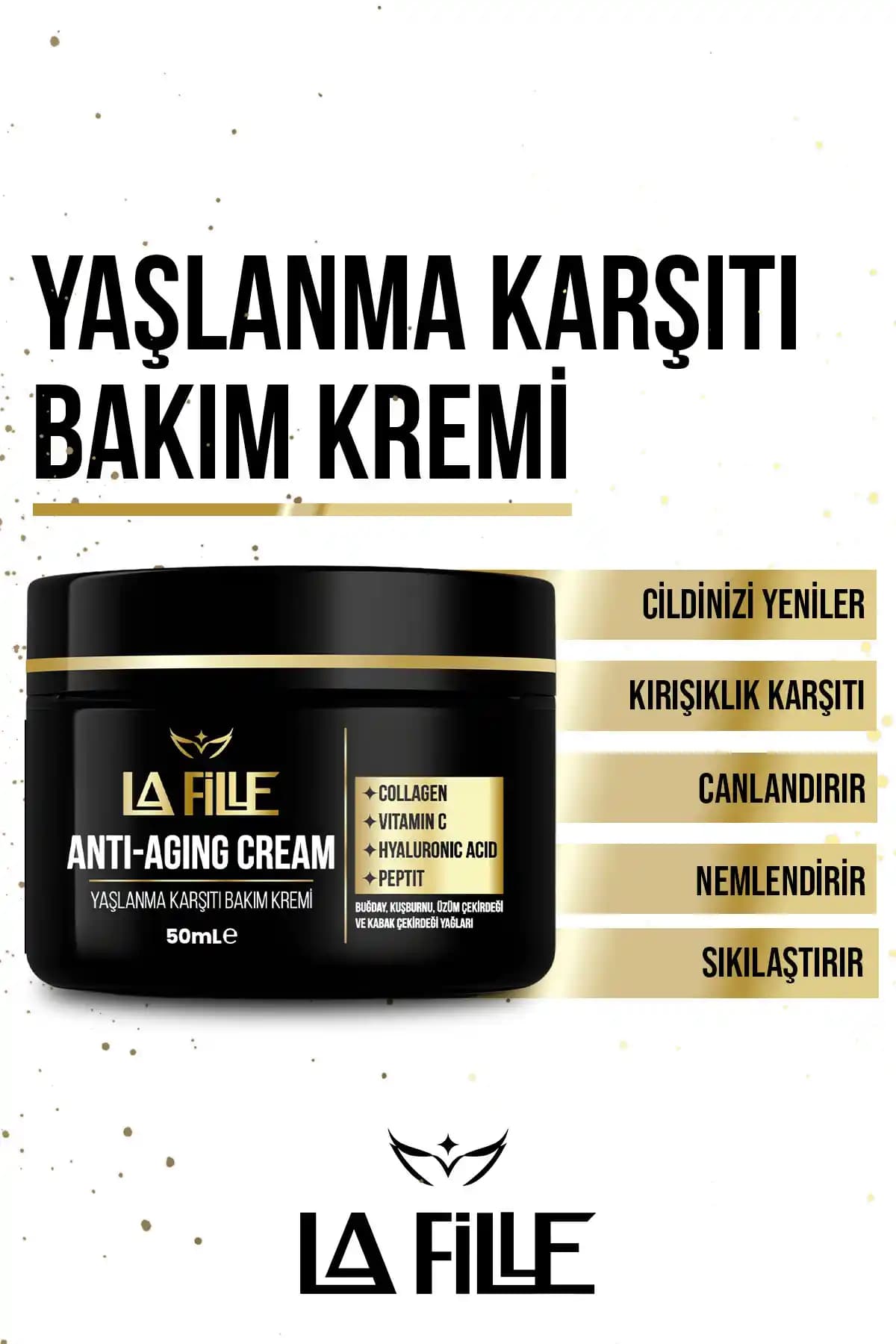 LAFİLLE Yaşlanma ve Kırışıklık Karşıtı Sıkılaştırıcı Krem 50ml - Doğal ve Vegan Formül
