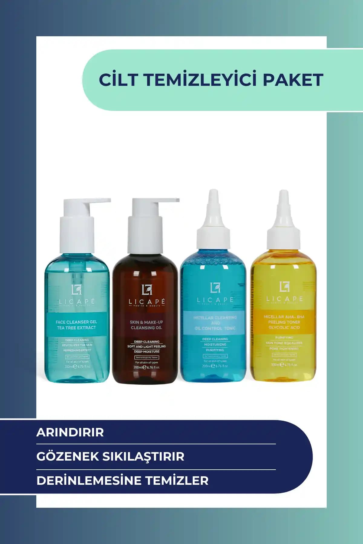 Licape Cilt Temizleyici Paket: Derinlemesine Temizlik ve Bakım İçin Uygun Set