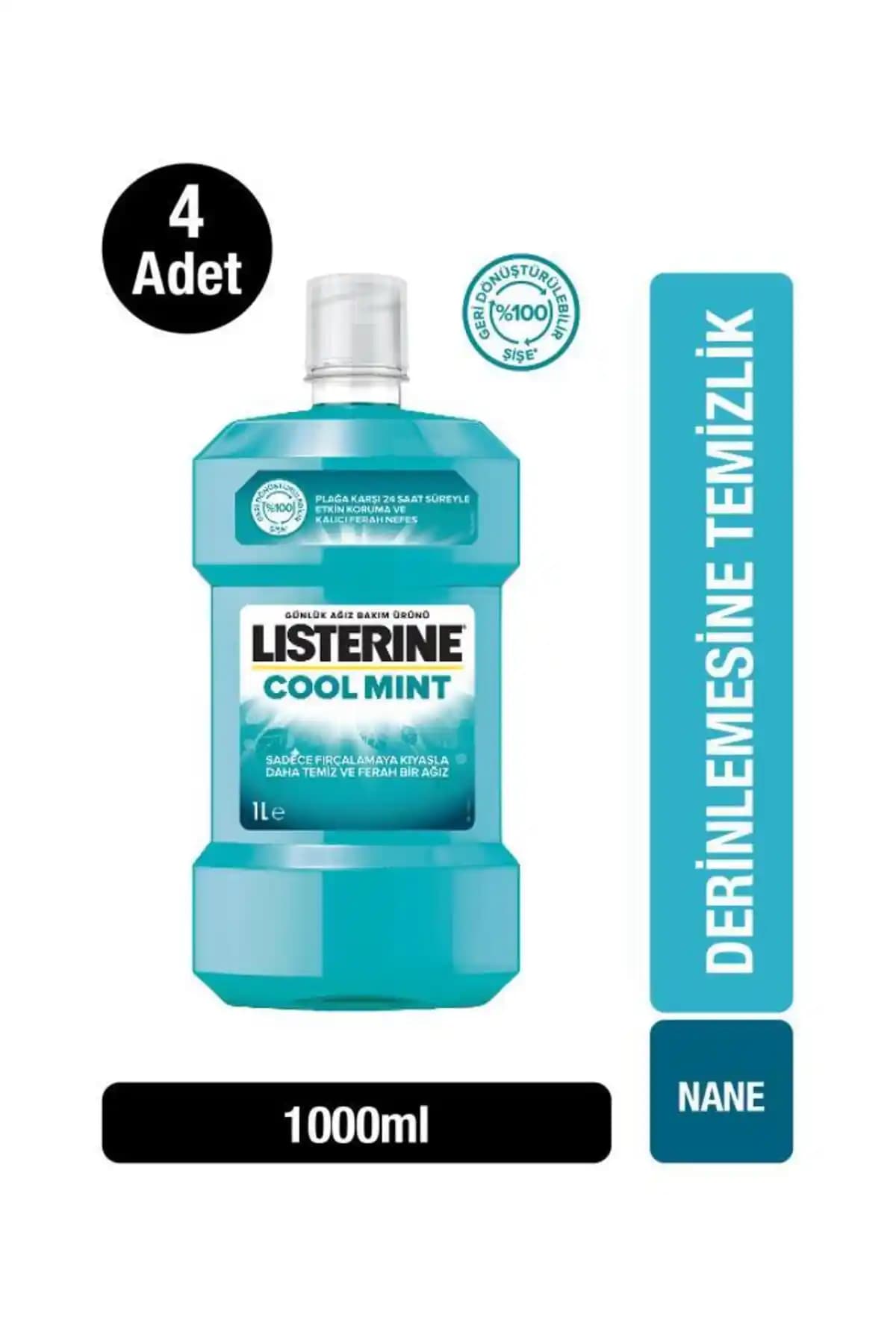 Listerine Coolmint 1000 ml x 4 - Ferahlatıcı ve Güçlü Ağız Bakımı İçin Uygun Ürün