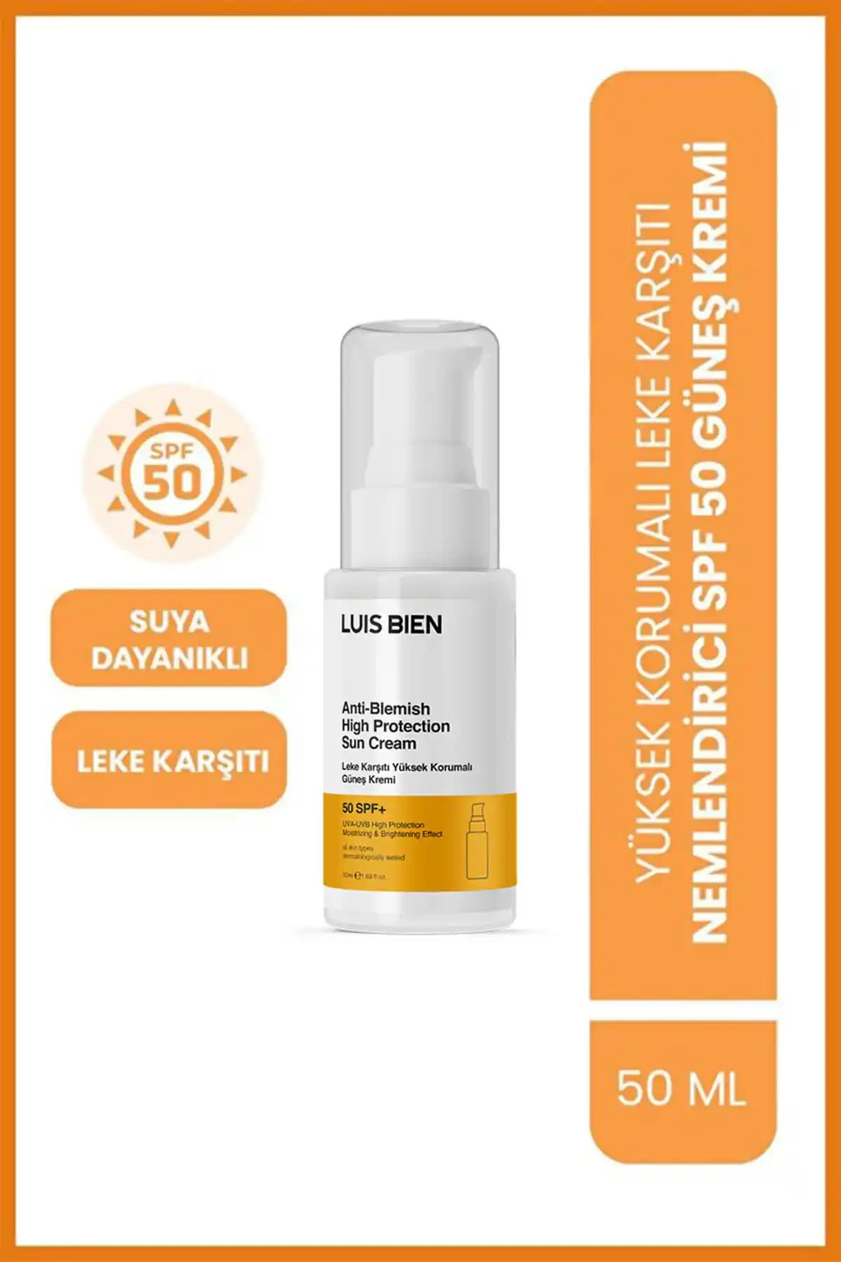 Luis Bien Leke Karşıtı SPF 50+ Güneş Kremi: Yüksek Koruma ve Nemlendirme Özelliği