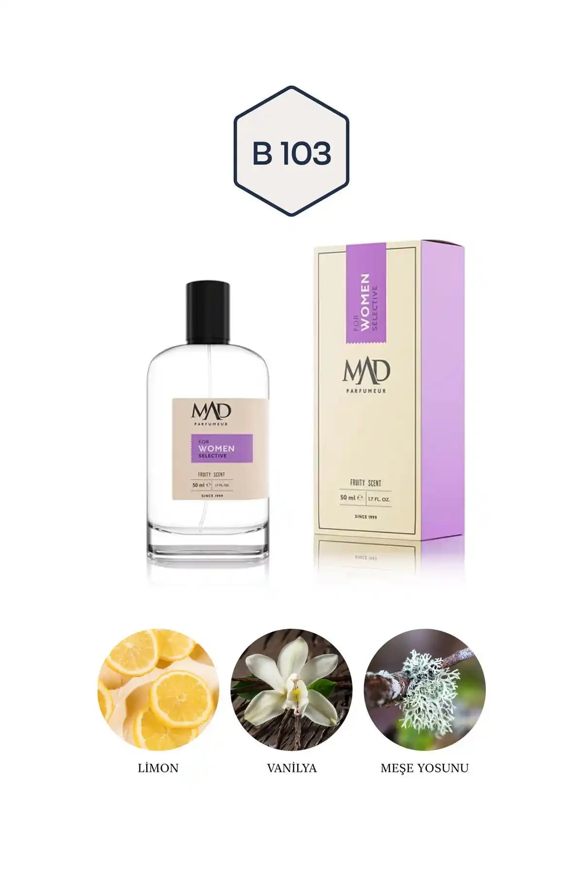 Mad Parfüm Mad B103 Selective Kadınlar İçin Kalıcı Meyveli ve Çiçeksi Parfüm