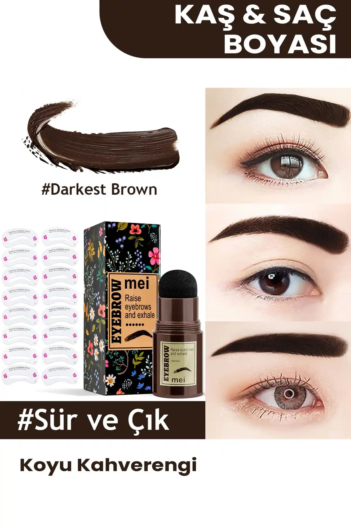 Mei Koyu Kahve Kaş ve Saç Boyası Dolgunlaştırıcı Set: Doğal ve Hacimli Görünüm İçin Yenilikçi Çözüm