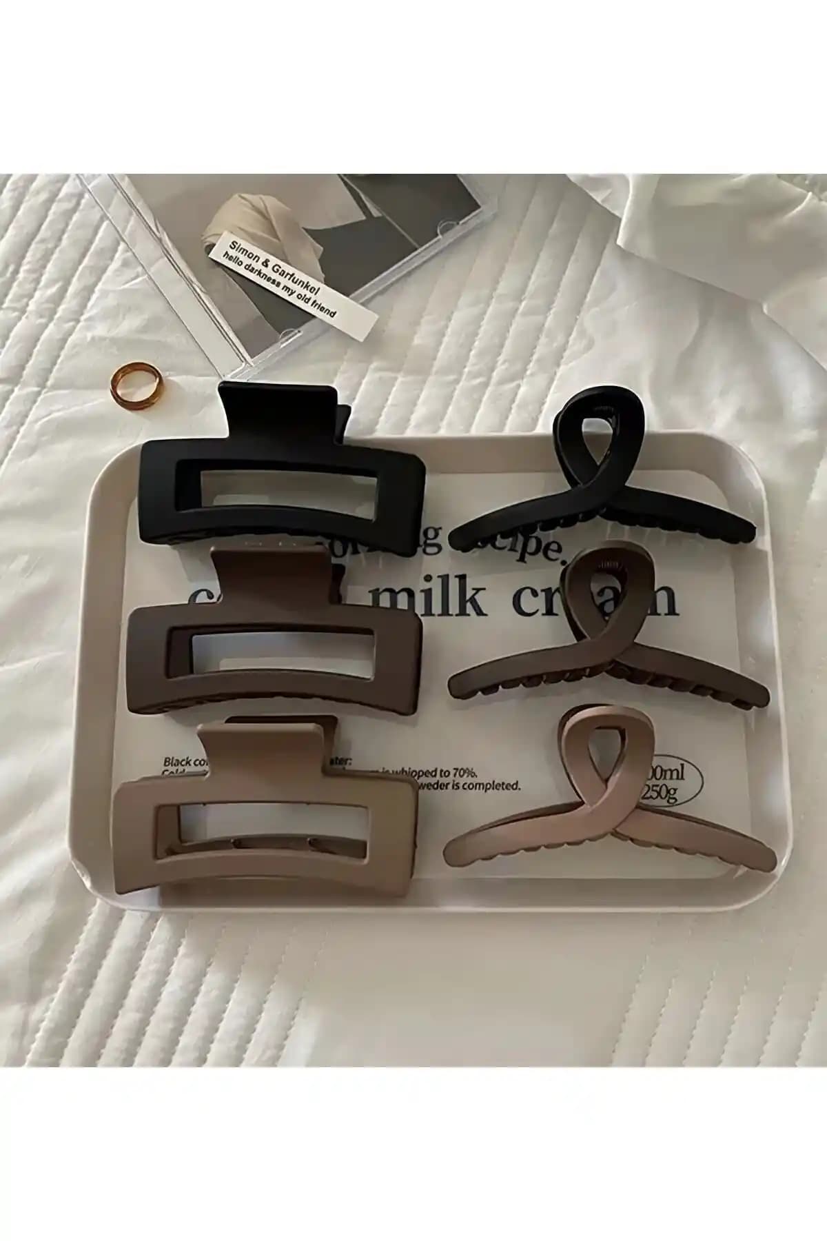 Monalisa Kadın İkili Model Siyah ve Kahverengi Tonlar 6'lı Set Şık ve Dayanıklı Saç Tokası