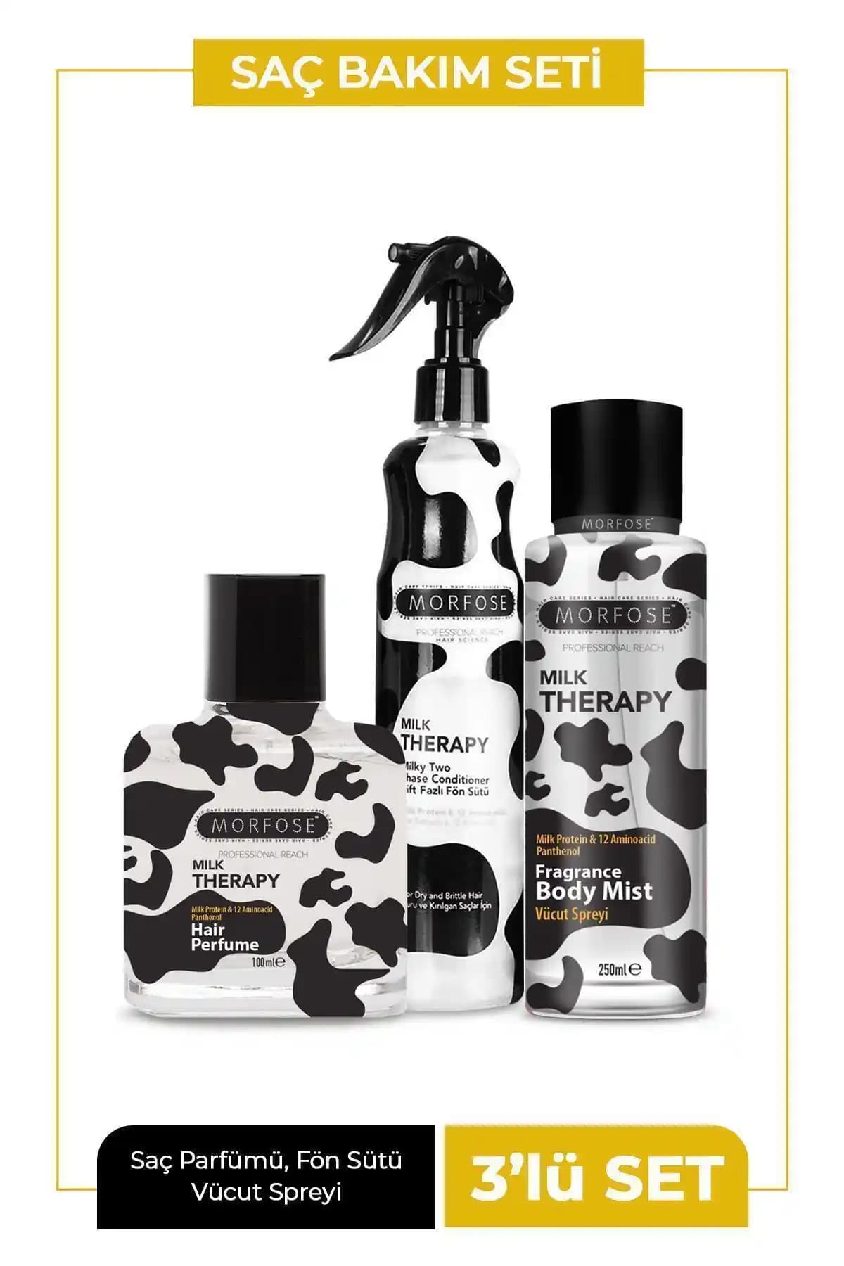 Morfose Milk Therapy Vücut Spreyi 3'lü Bakım Seti: Hacim ve Parlaklık Sağlayan Saç Bakım Ürünü