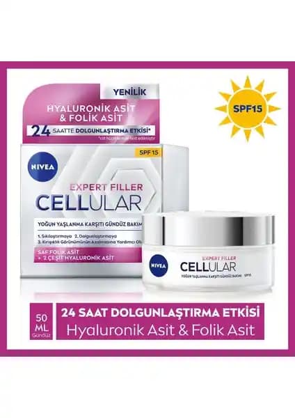 Nivea Cellular Expert Filler Yoğun Gündüz Yüz Kremi SPF30 ile genç ve sağlıklı cilt