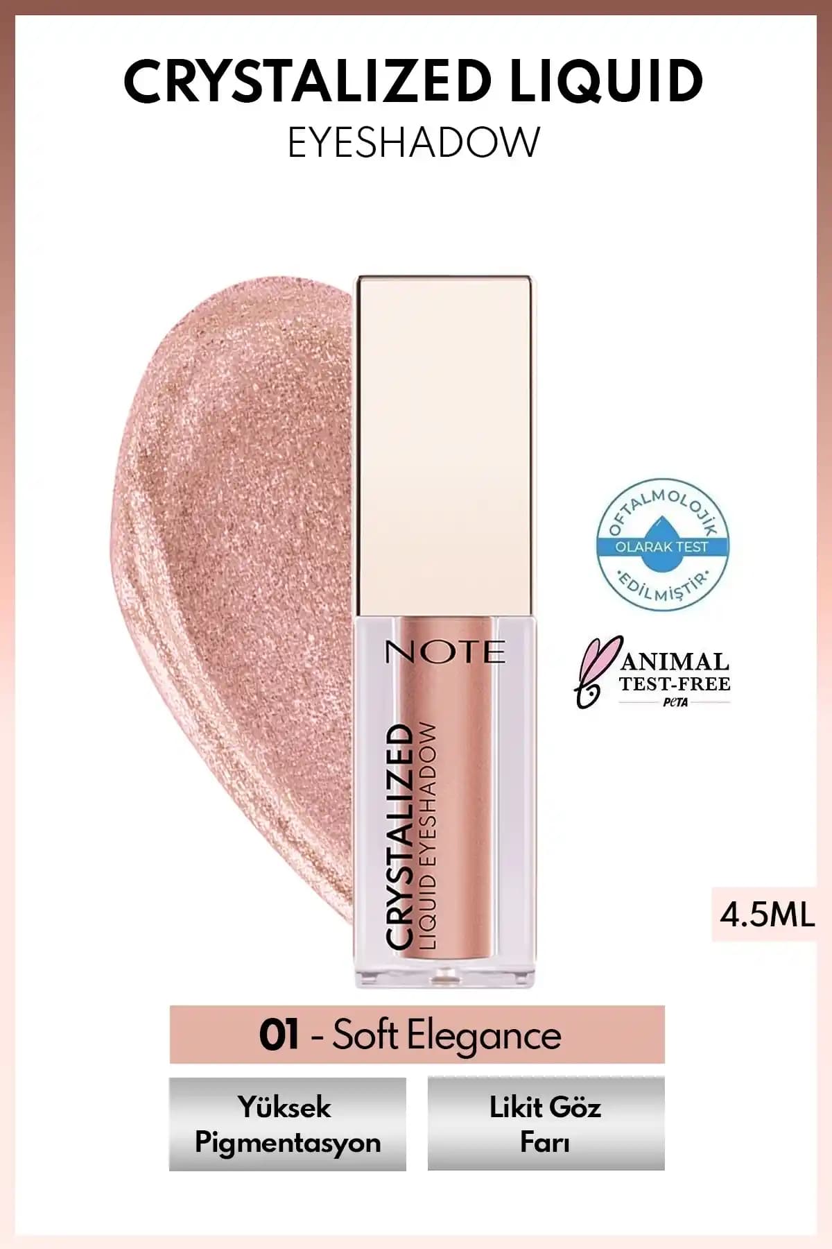 Note Cosmetics Crystalized Liquid Eyeshadow Soft Elegance 01 Metalik Göz Farı