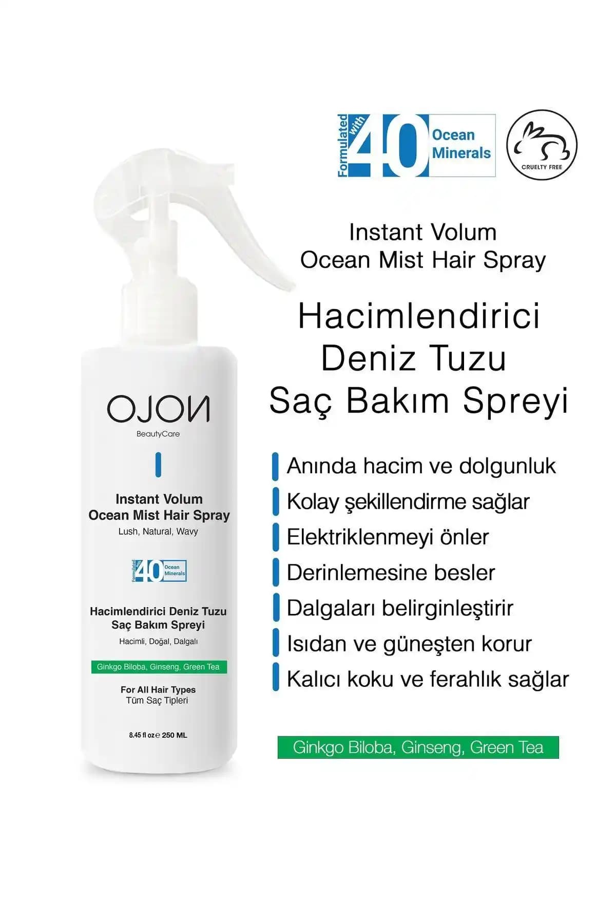 OJON Keratin Argan ve Kafein İçerikli Doğal Mineralli Hacimlendirici Deniz Tuzu Saç Spreyi İncelemesi