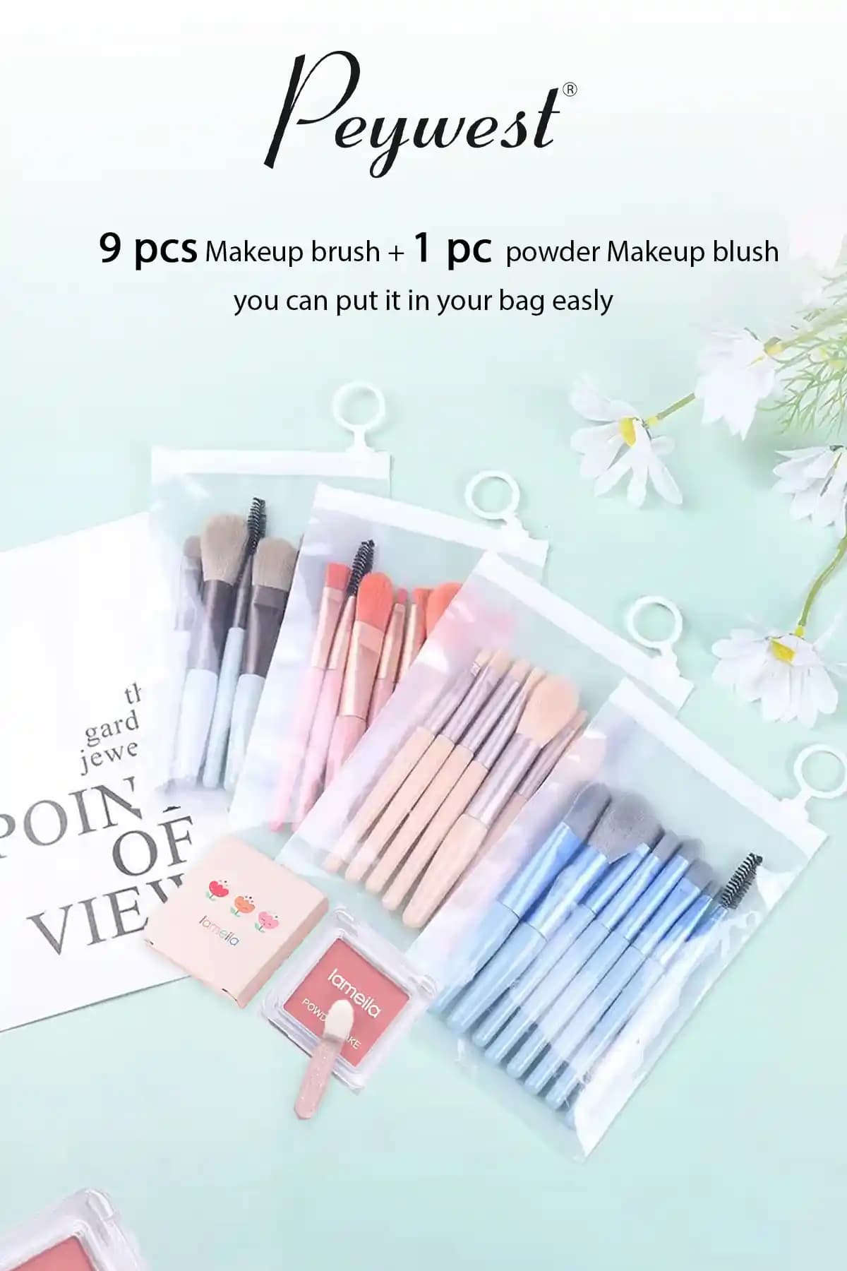 PEYWEST 10 Parça Çantalı Makyaj Fırça ve Yüksek Pigmentli Allık Seti İncelemesi