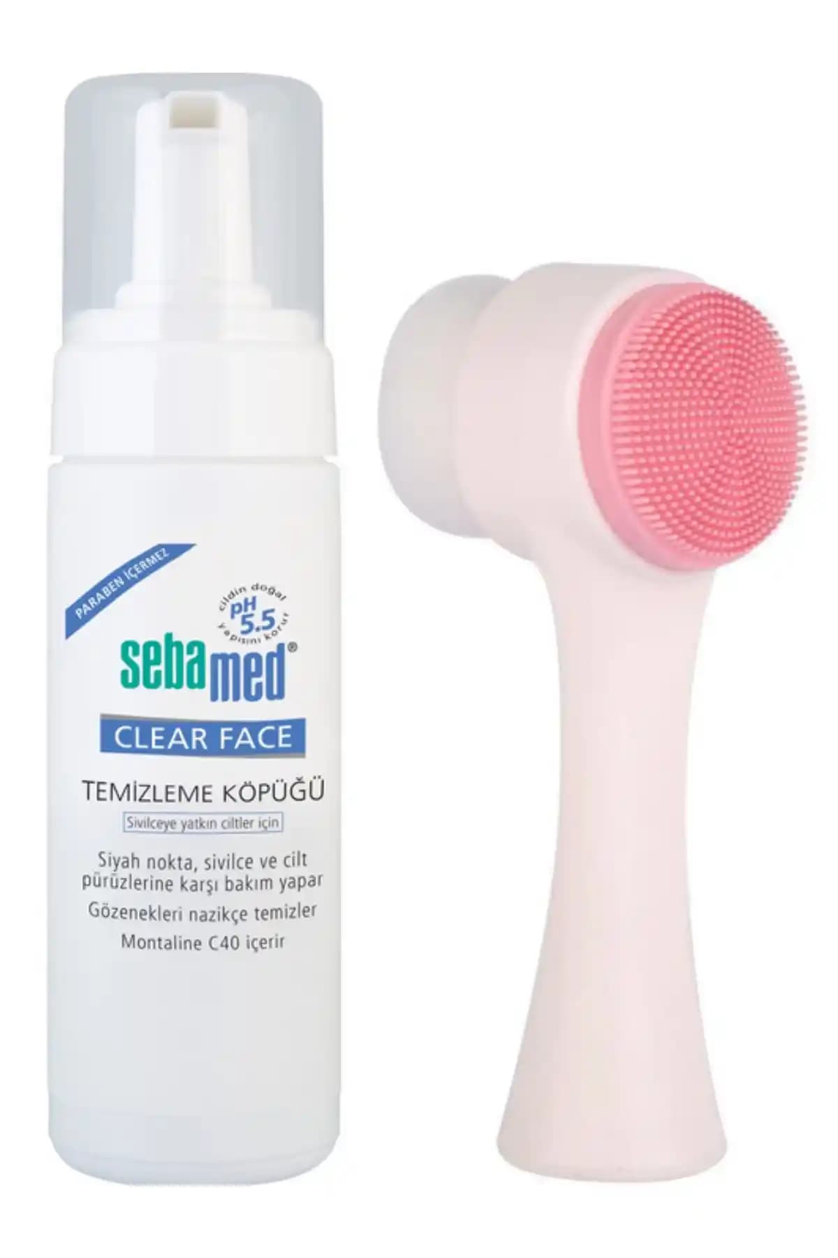 Sebamed Clearface Yüz Temizleme Köpüğü ve PudraShine Fırça Seti Cilt Temizliği İçin Uygun