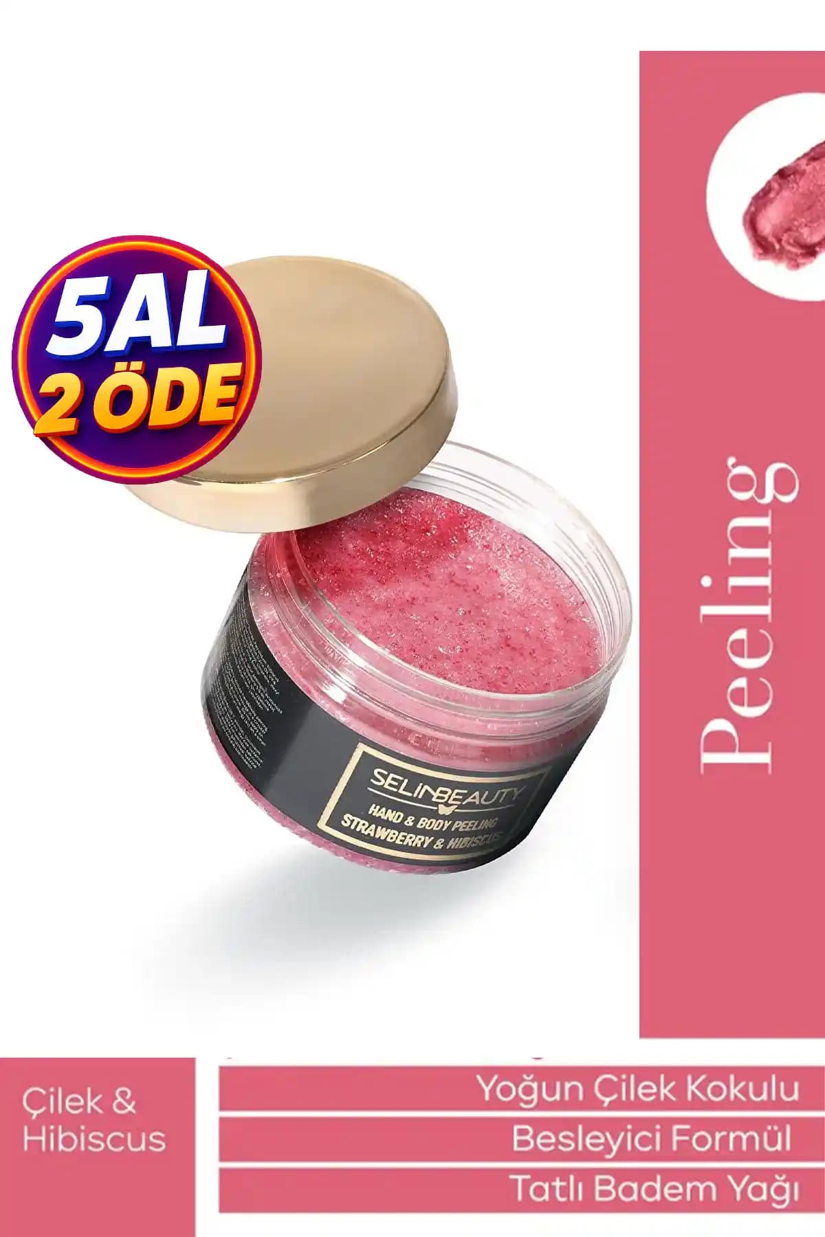 SelinBeauty Çilek ve Hibiscus İçerikli Doğal El ve Vücut Peelingi 250 ml