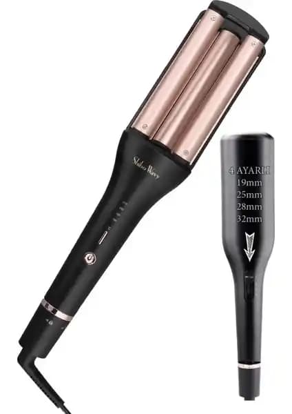 ShiboWavy 4 Ayarlı Siyah Wag Maşa ile Çok Yönlü Saç Şekillendirme Çözümü