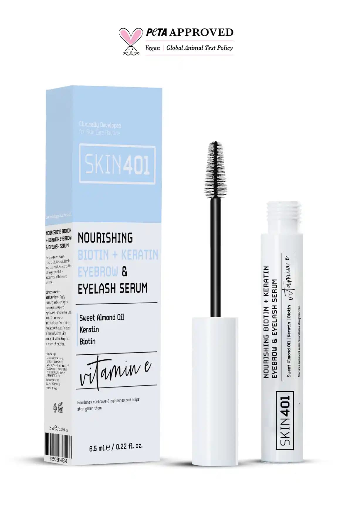 Skin401 Biotin ve Keratin Serumu ile Kaş ve Kirpiklerinizi Güçlendirin ve Uzatın