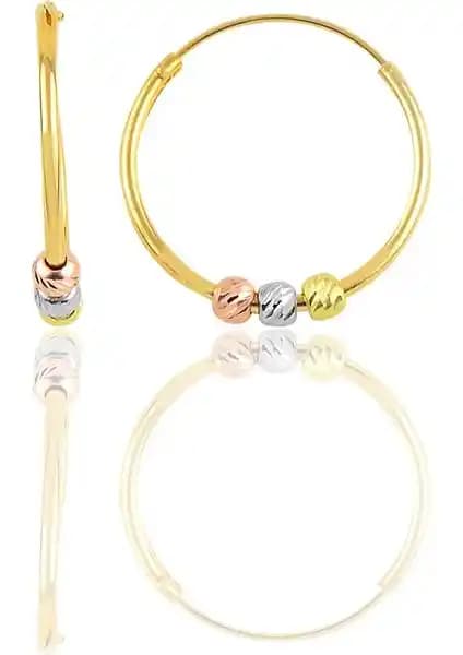 Söğütlü Silver 18 mm Renkli Dorialı Halka Küpe Estetik ve Zarif Tasarım