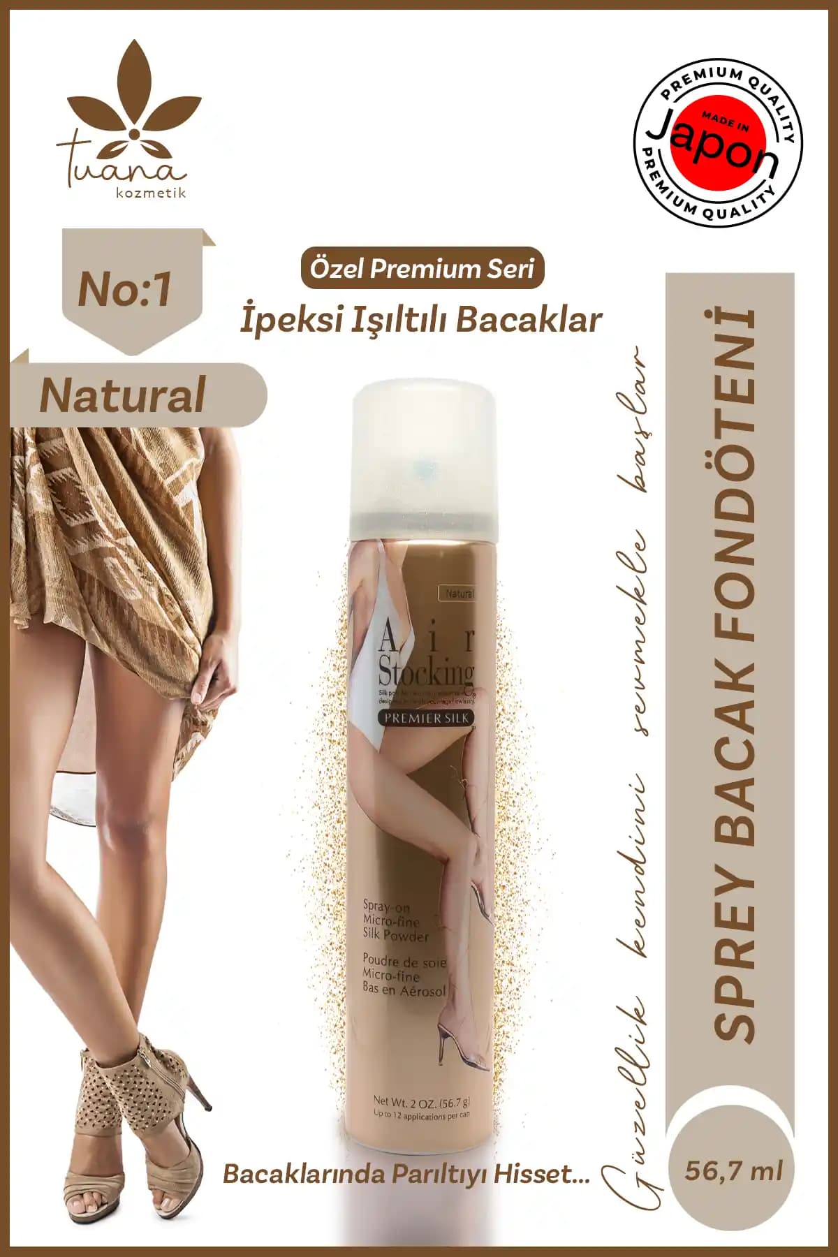 Tuana Kozmetik Air Stocking İpek Tozlu: Günlük Kullanım İçin Yüksek Kaliteli Bacak Spreyi