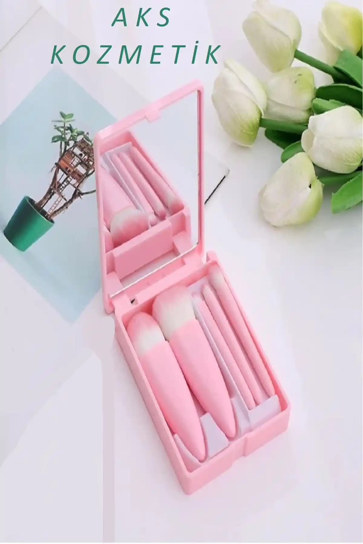 Aks Kozmetik Pembe Taşınabilir 5'li Makyaj Fırça Seti İncelemesi ve Özellikleri
