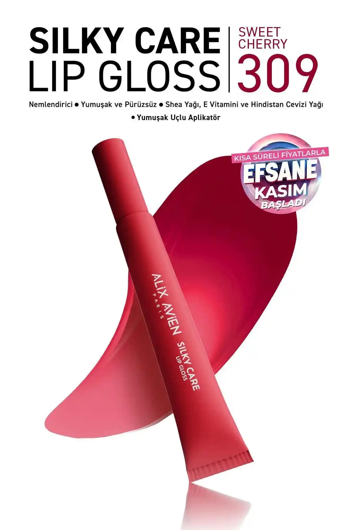 Alix Avien Silky Care Lipgloss 309 Sweet Cherry Dudak Parlatıcı ve Bakım Ürünü