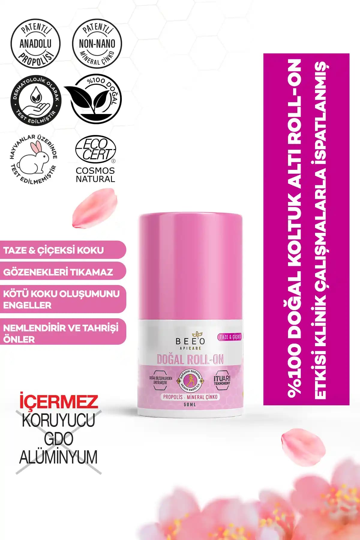 BEE'O Propolisli Doğal Roll-On Kadınlar İçin Güvenilir ve Etkili Doğal Deodorant