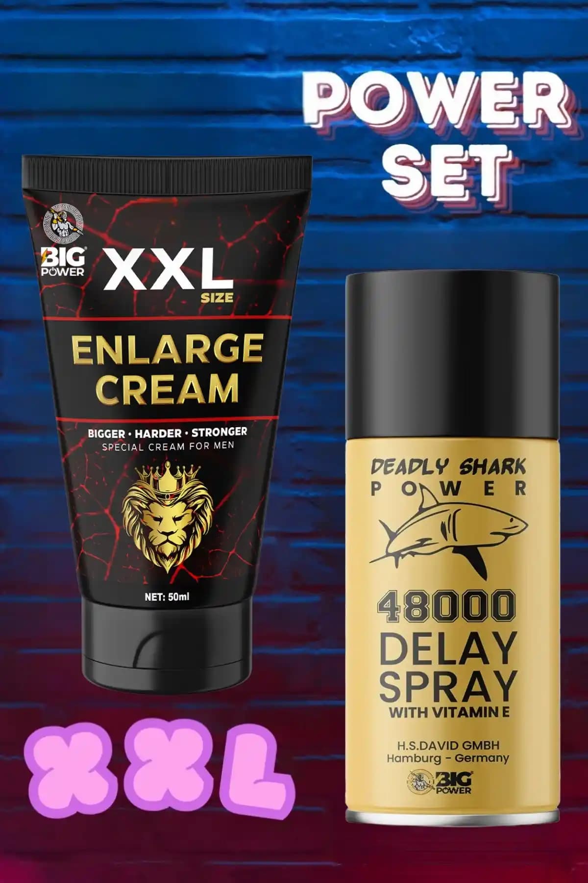 Big Power 2li Erkeklere Özel Boyutlandırma Krem ve Uzun Deneyim Spreyi