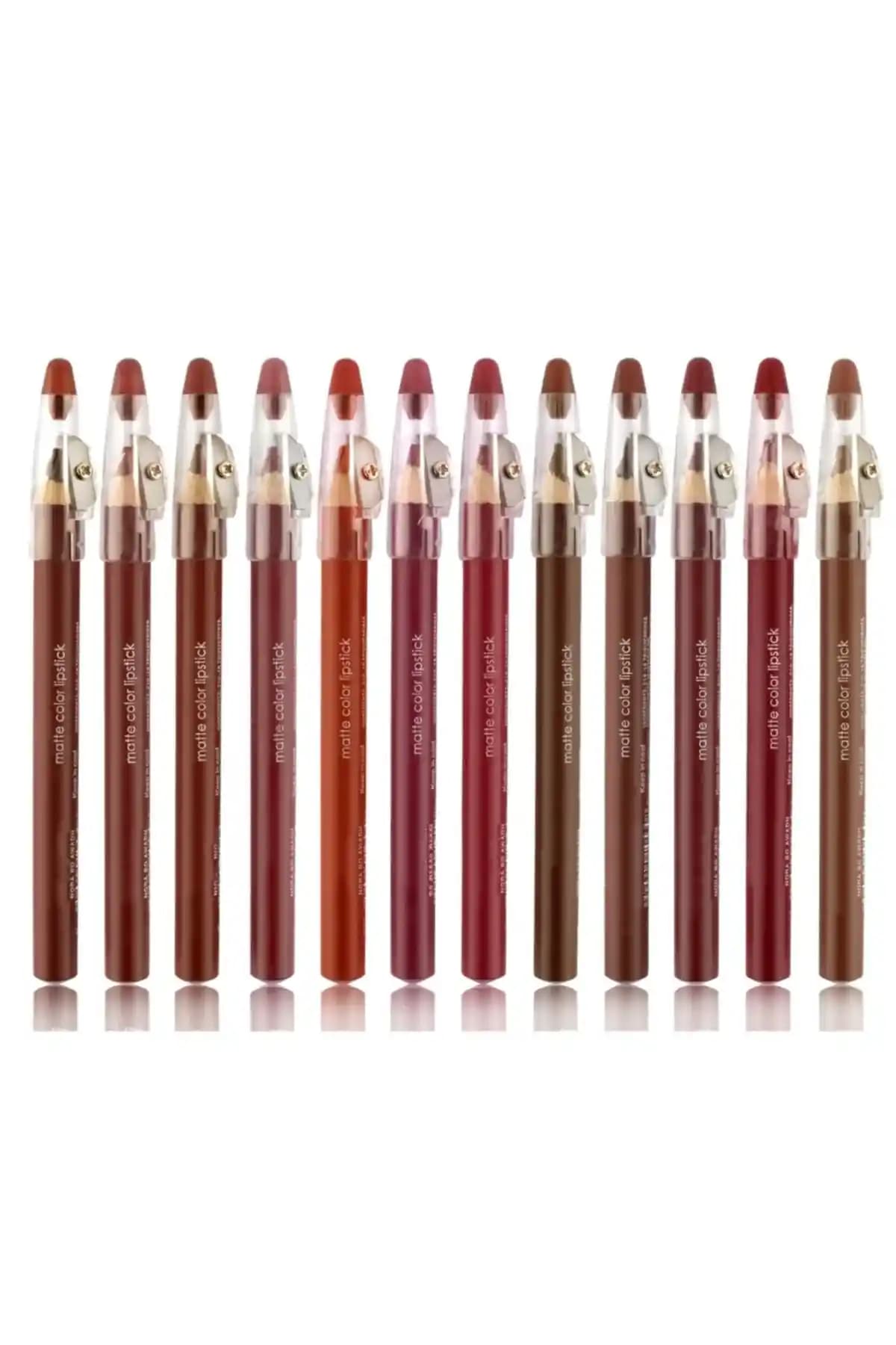 Birse 12’li Kalemtıraşlı Mat Dudak Kalemi Seti Günlük ve Özel Makyajlar İçin Uygun