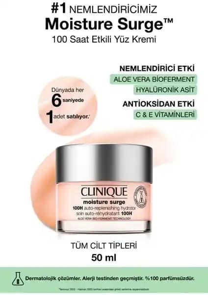 Clinique Moisture Surge 100 Saat Etkili Nemlendirici Yüz Kremi Cilt Nemlendirme ve Canlılık Sağlar