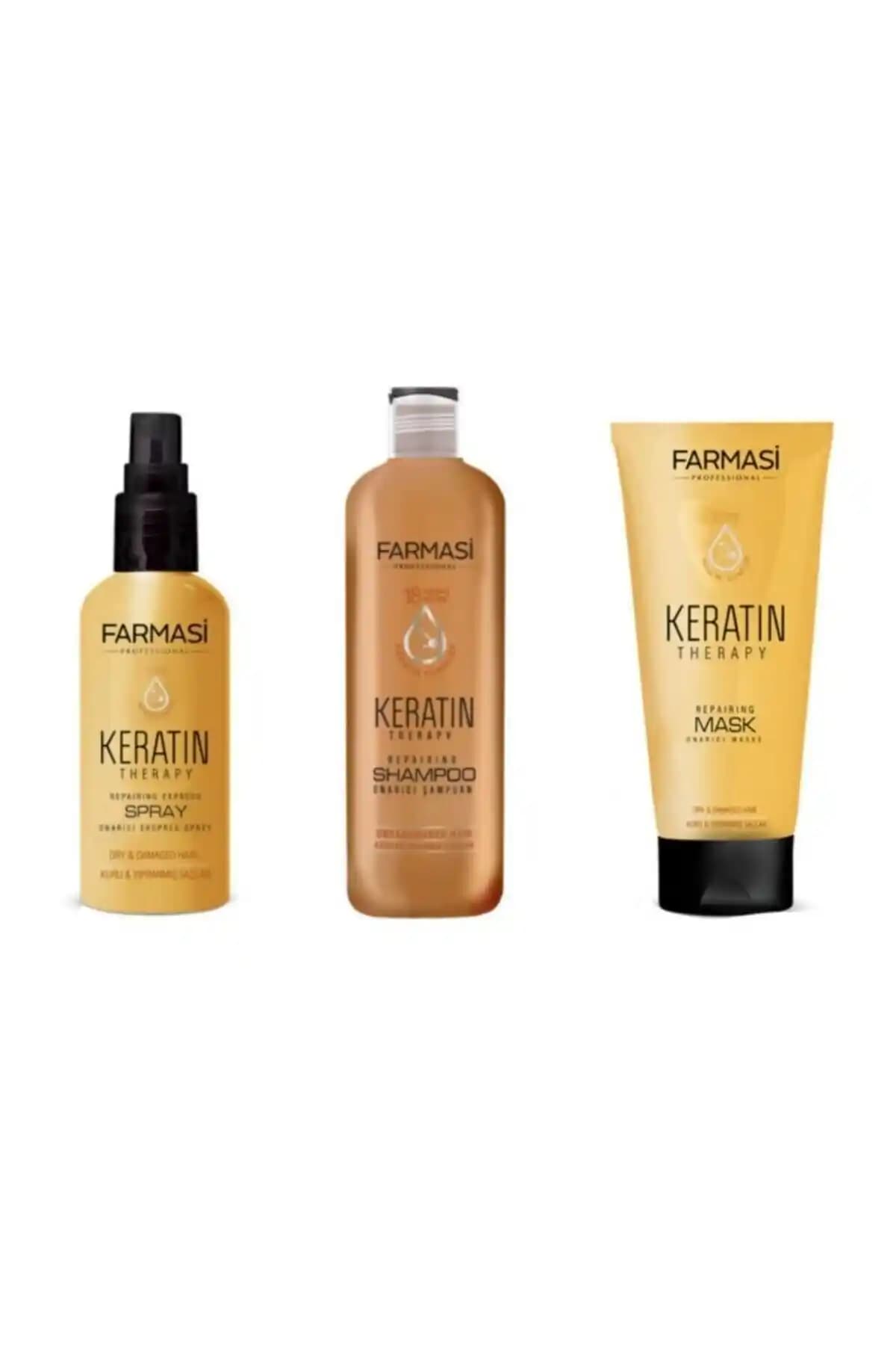Farmasi Keratin Therapy 3'lü Onarıcı Saç Bakım Seti ile Saçlarınızı Güçlendirin ve Parlaklık Kazanın