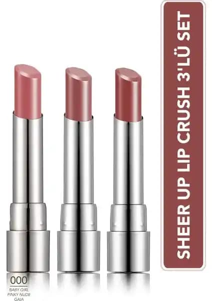 Flormar Sheer Up Lip Crush 3'lü Makyaj Seti doğal ve hafif dudak görünümü sağlar