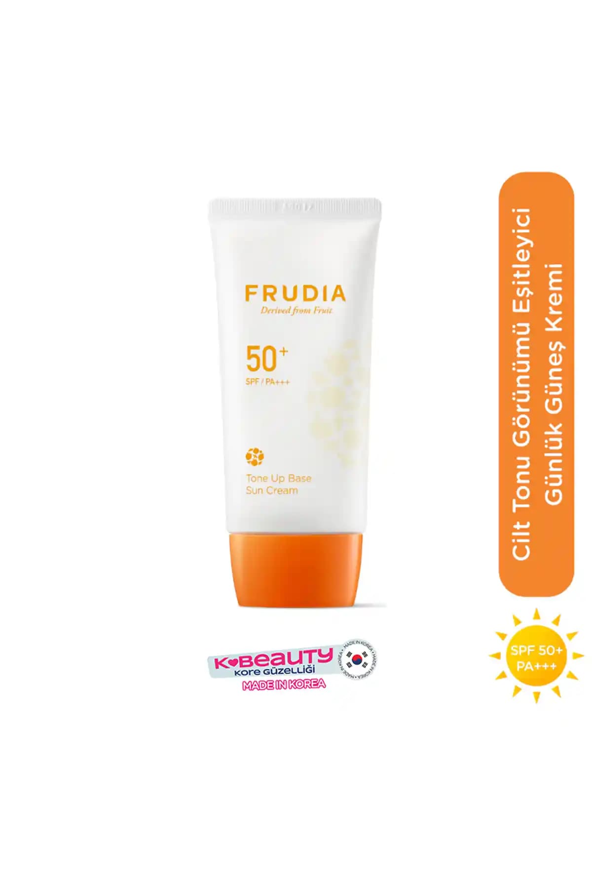 Frudia Tonlayıcı Güneş Kremi SPF 50+ ile Güçlü Koruma ve Cilt Parlaklığı Sağlar