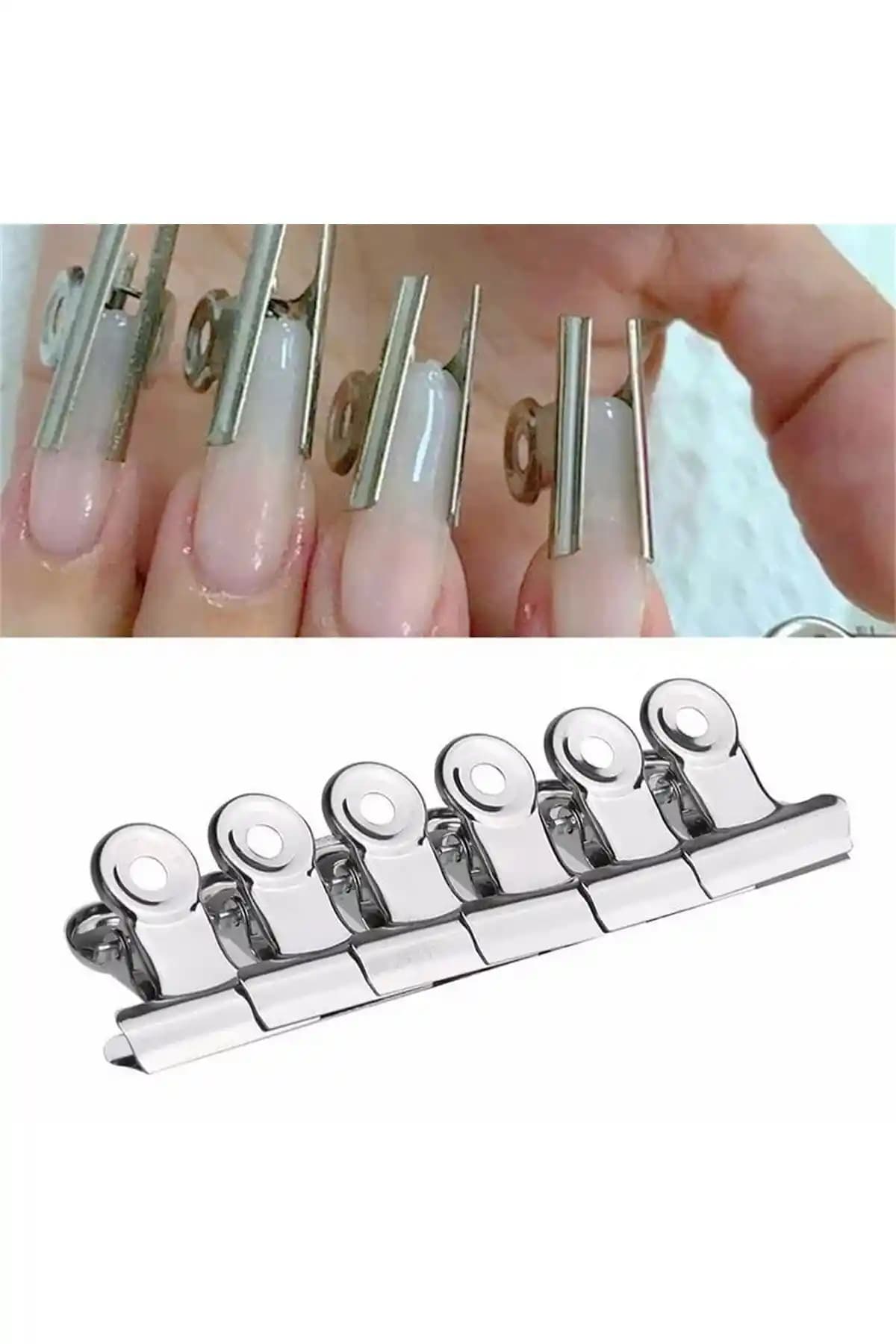 Full Beauty 6'lı Metal Tırnak Klipsleri Protez Tırnak Uygulamalarında Kullanım İçin