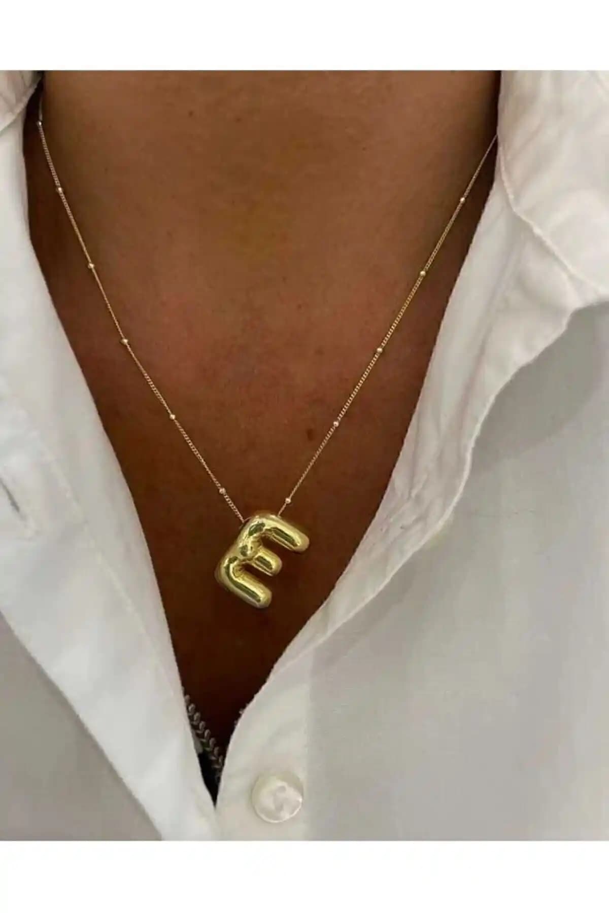 Genel Markalar Üç Boyutlu Çelik E Harfli Balon Kolye: Şıklık ve Dayanıklılık Bir Arada