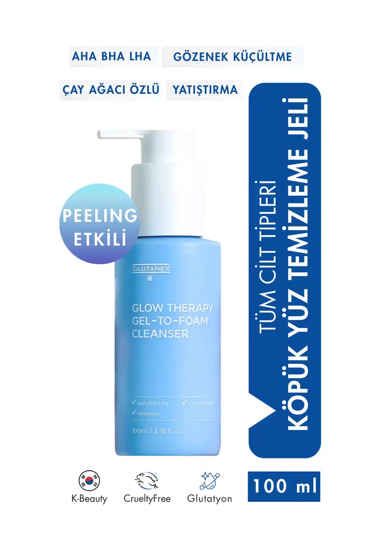 GLUTANEX Peeling Etkili Köpüren Yüz Temizleme Jeli: Derinlemesine Temizlik ve Parlaklık Sağlar