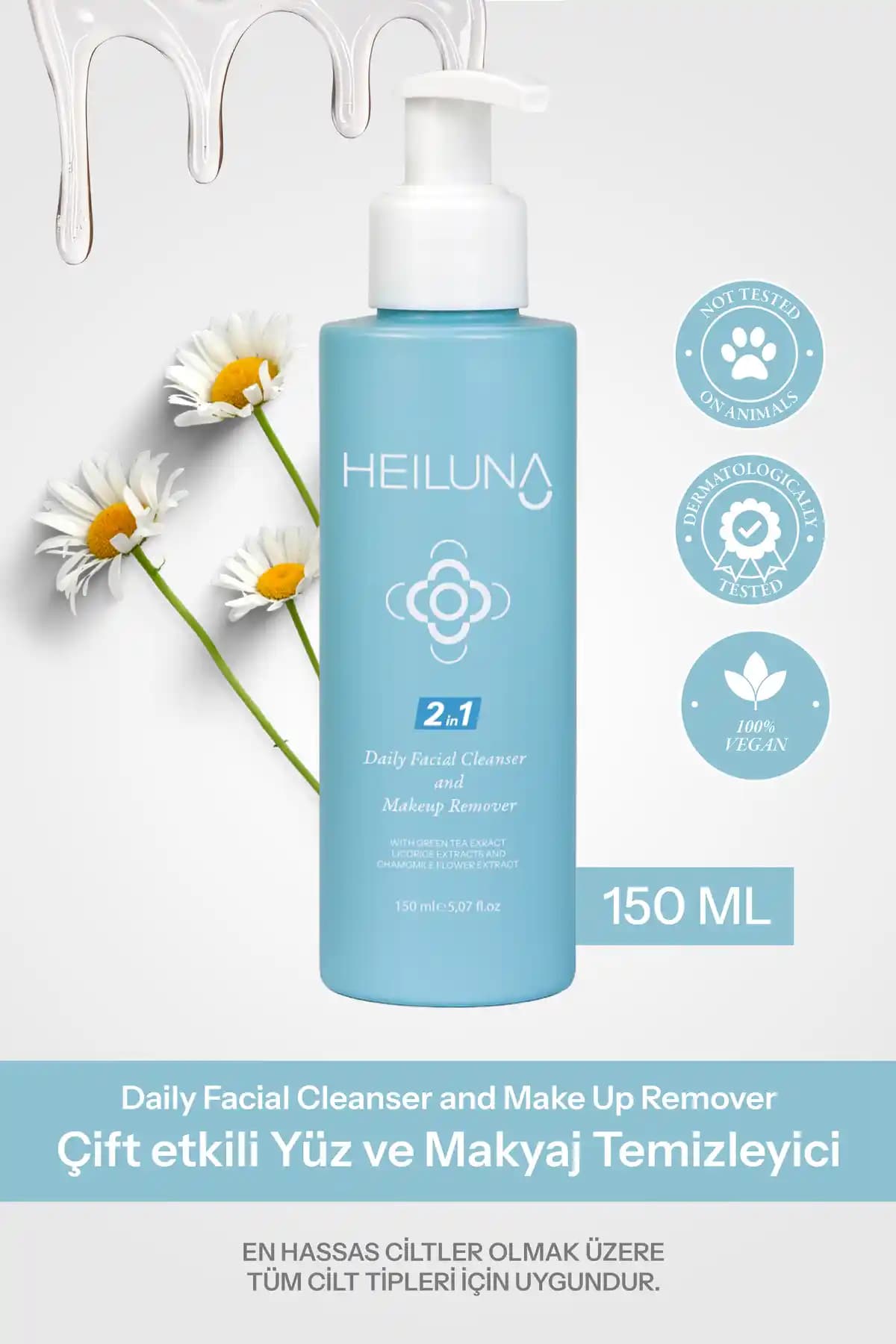 Heiluna Çift Etkili Yüz ve Makyaj Temizleyici: Doğal ve Etkili Temizlik Çözümü