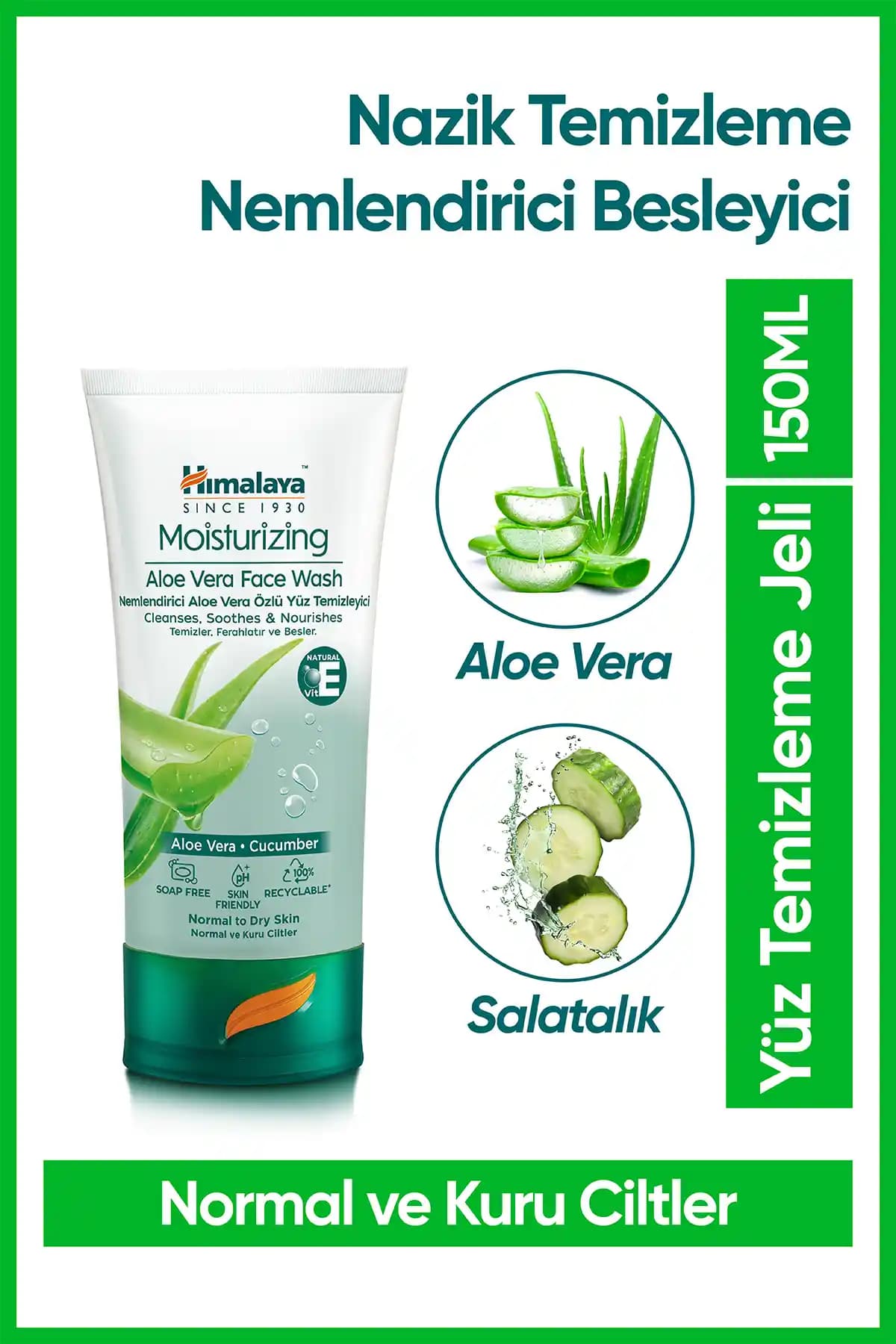 Himalaya Nemlendirici Yüz Yıkama Jeli Kuru ve Normal Ciltler İçin Doğal Temizlik Çözümü