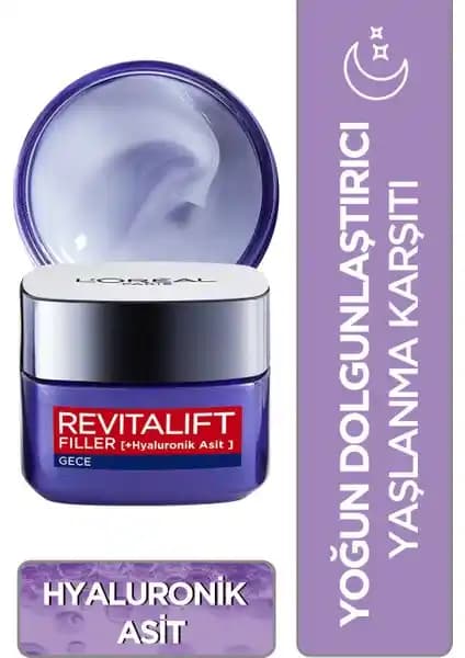 L'Oréal Paris Revitalift Filler Yoğun Dolgunlaştırıcı Gece Kremi: Yaşlanma Karşıtı ve Cilt Dolgunlaştırıcı Etkili Bakım