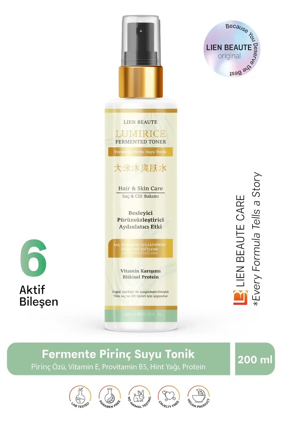 Lien Beaute Lumirice Fermente Pirinç Özlü Ayınlatıcı Tonik Doğal Güzellik ve Sağlık İçin