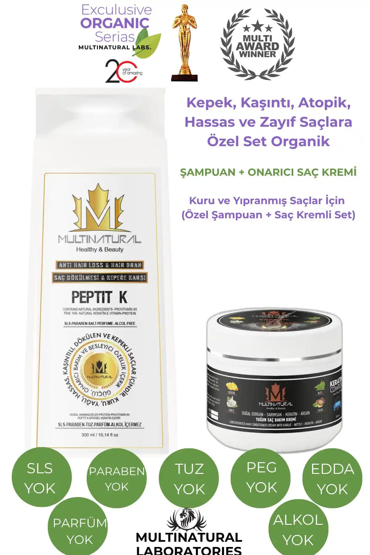 Multinatural Kepek Şampuan ve Saç Bakım Seti: Doğal İçeriklerle Güçlendirilmiş Saç Çözümü