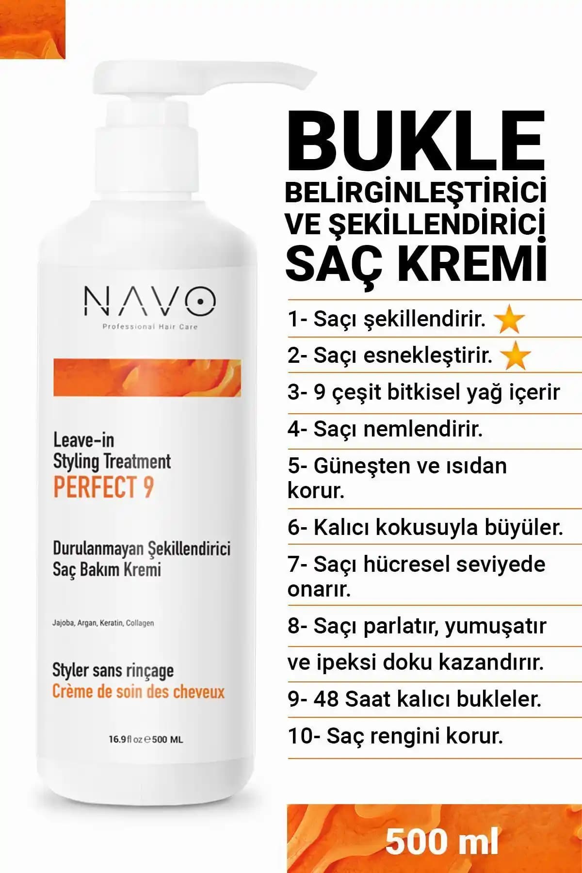 NAVO Perfect Shape 9 Kıvırcık ve Dalgalı Saçlar İçin Güçlü ve Doğal Şekillendirme Kremi