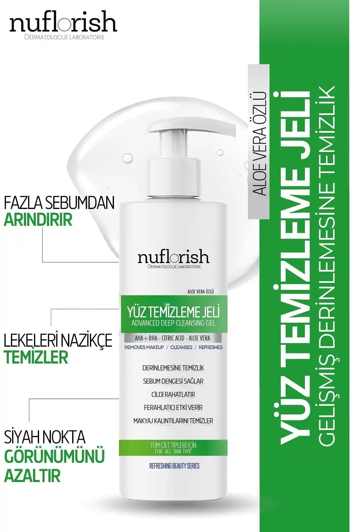 Nuflorish Aloe Vera Özlü Yüz Temizleme Jeli: Doğal ve Etkili Cilt Temizliği İçin Güvenilir Çözüm