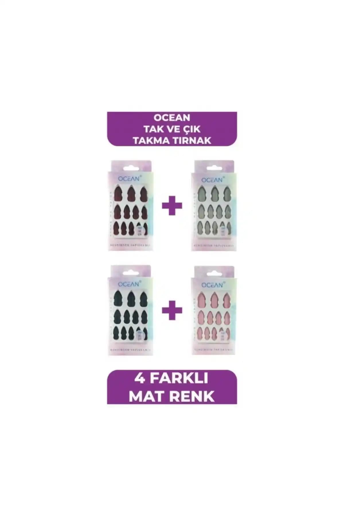 Ocean Tak Ve Çık Takma Tırnak Seti Çok Renkli ve Şık Tasarımıyla Günlük ve Özel Kullanım İçin Uygun
