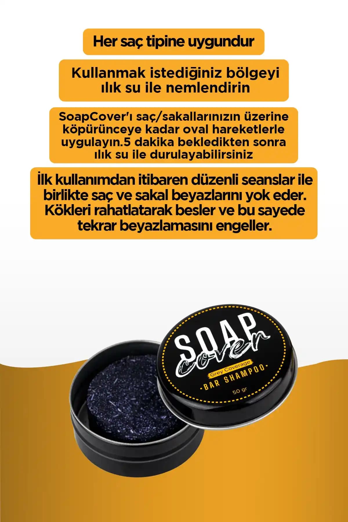 SoapCover Saç Beyazlık Gidermeye Yönelik Katı Şampuan: Doğal ve Kalıcı Çözüm