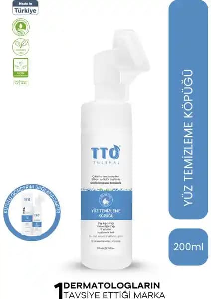 TTO Yüz Temizleme Köpüğü Aplikatörlü 200 ml Hassas ve Kuru Ciltler İçin Temizlik Çözümü