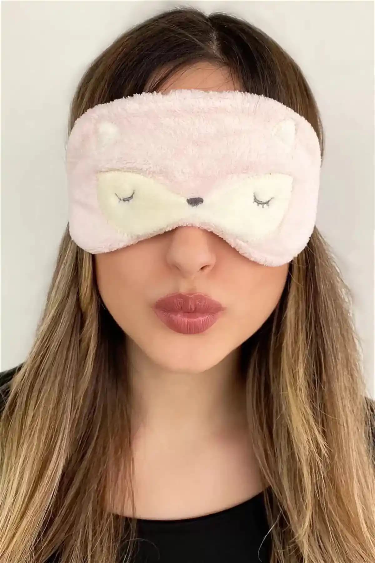 Vitastyle Peluş Uyku Bandı Pembe Renkli Şık ve Konforlu Uyku Aksesuarı