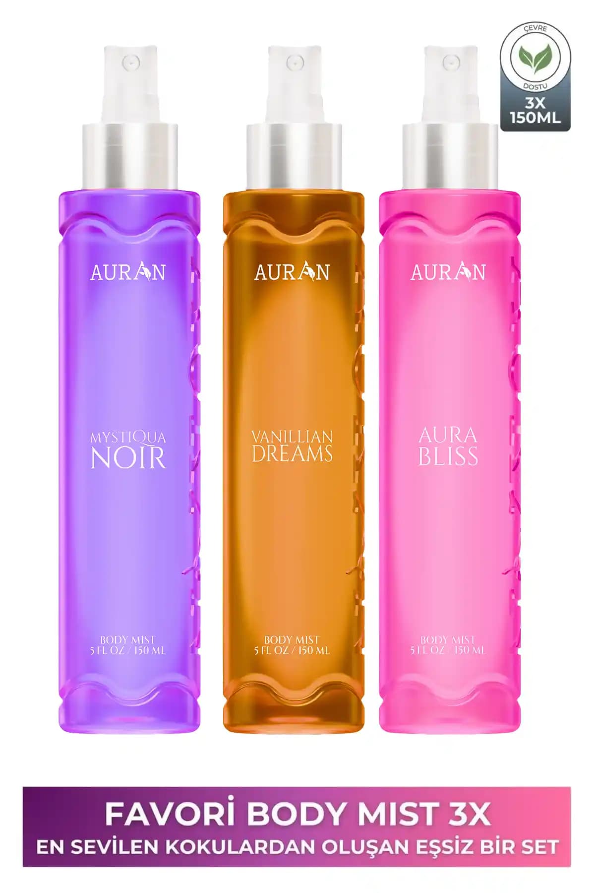 AURAN 3'lü Kadın Vücut Spreyi Seti Çiçeksi ve Kalıcı Kokularla Günlük Ferahlık