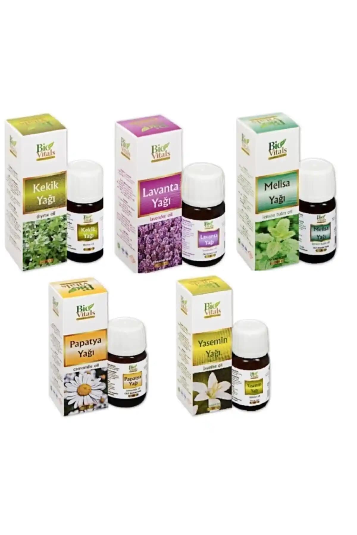 Bio Vitals Kekik Lavanta Melisa Papatya Yasemin Aromatik Masaj ve Cilt Bakım Yağı Seti